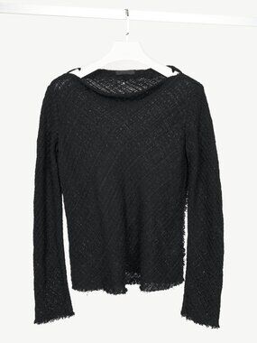 The Row Black Woven-Knit Fringe Sweater